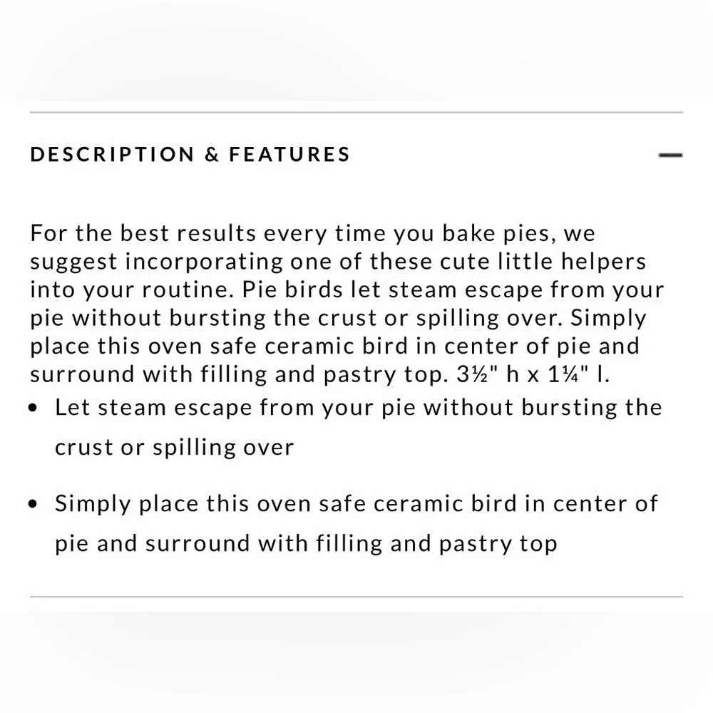 Sur La Table Black ceramics pie bird